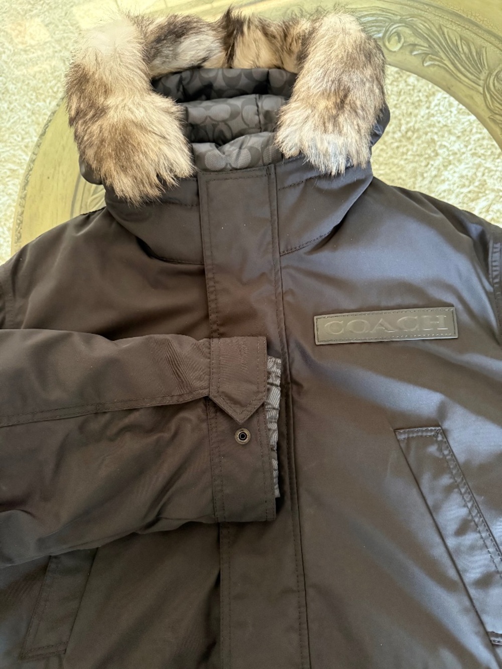 Coach Mens 3-in-1 Shearling Parka Duck Down Black Hood Removable Lining XXL NWT